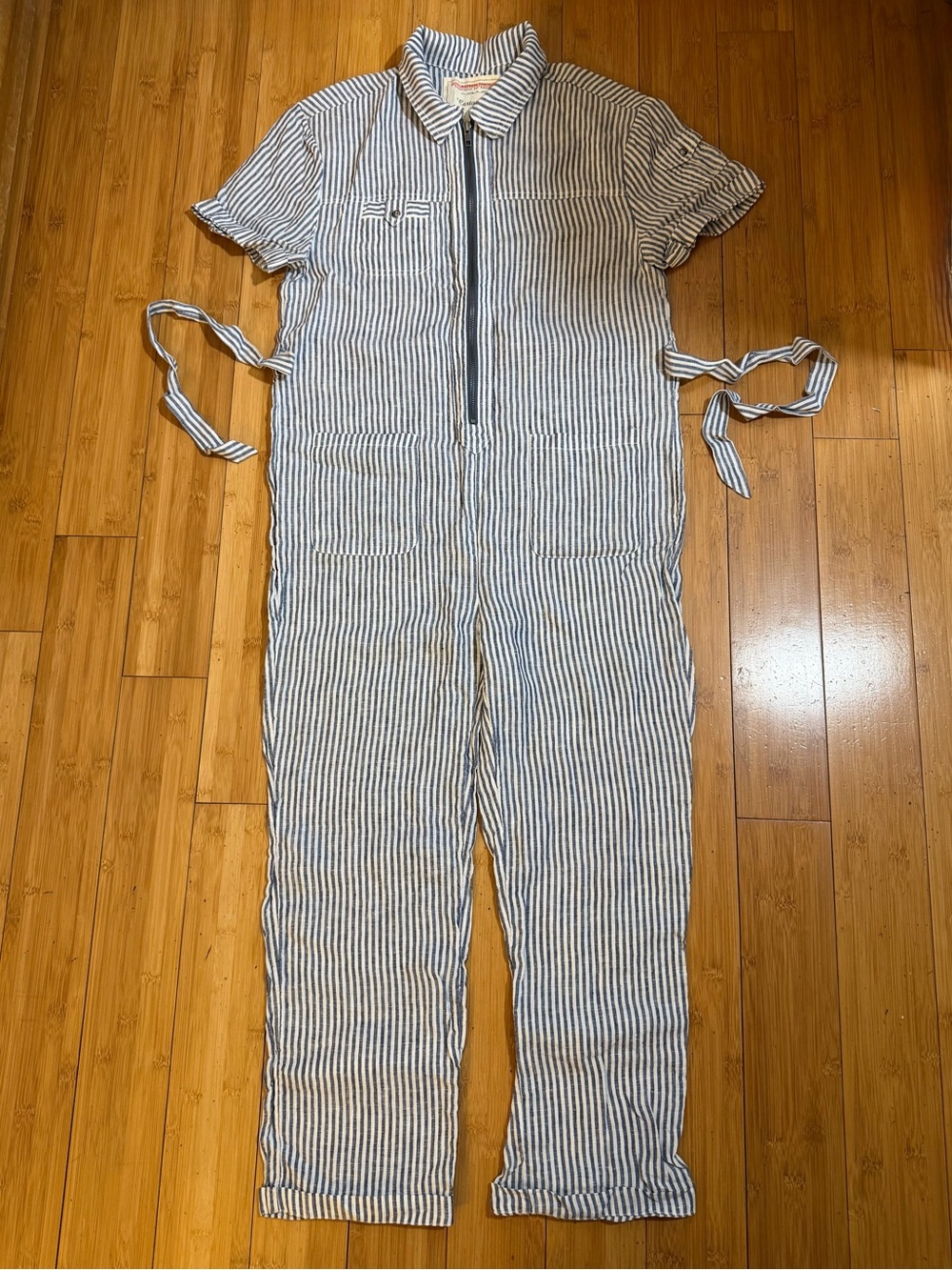 NWOT Anthropologie Cartonnier Linen Railroad Jumpsuit Size S - Picture 2 of 15